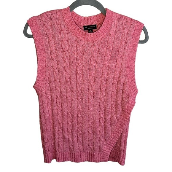 Anthropologie Current Air Sleeveless Sweater Vest Top Size S Cable Barbie Pink - Picture 1 of 9